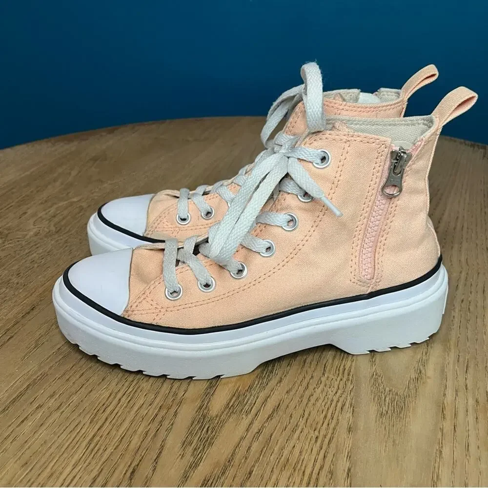 Converse Chuck Lugged Lift Hi Platform Sneaker Coral Canvas Kids 4 Women's 5.5